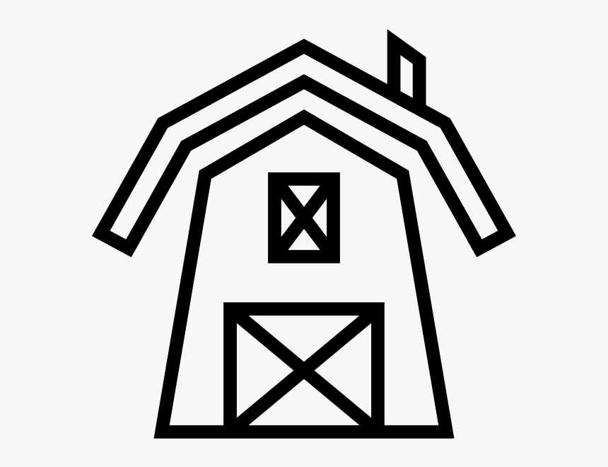 Barn Rubber Stamp - Barn With Silo Outline, HD Png Download