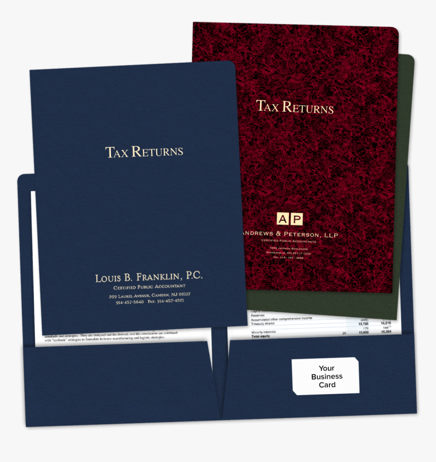 Picture Of Foil Stamped Tax Return Folders - Tax Return Folders, HD Png Download