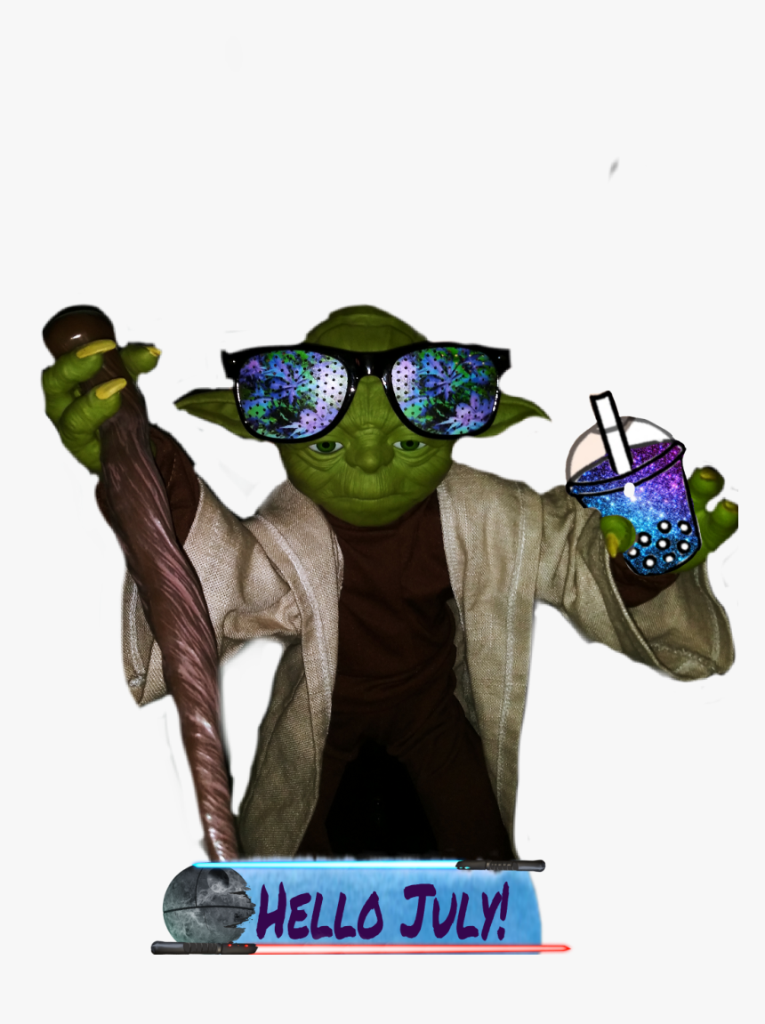 #hellojuly #hello #yoda #galaxydrink #lightsaber #sunglasses - Illustration, HD Png Download