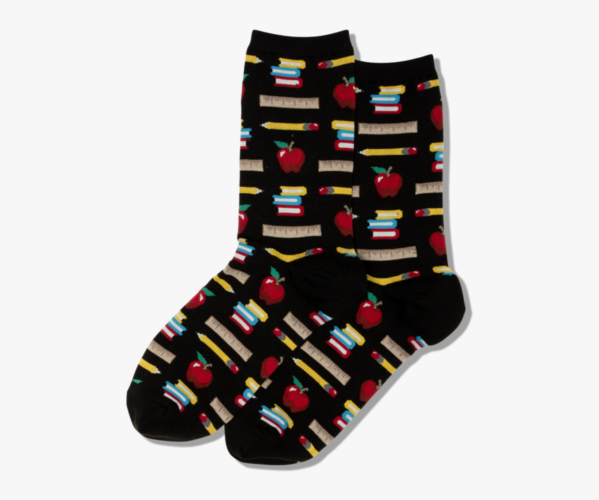 Women S Teachers School Supplies Socks 
 Class Slick - Sock, HD Png Download