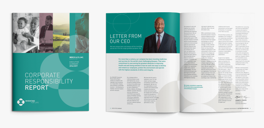 Merck Corporate Responsibility Report, Cover And Ceo - Merck Corporate Responsibility, HD Png Download