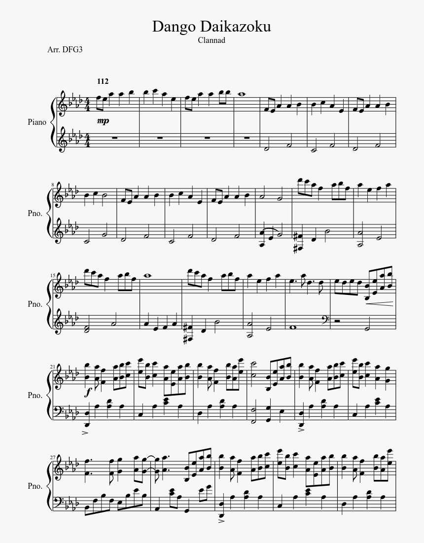 Disappearance Of Hatsune Miku Piano Sheet, HD Png Download
