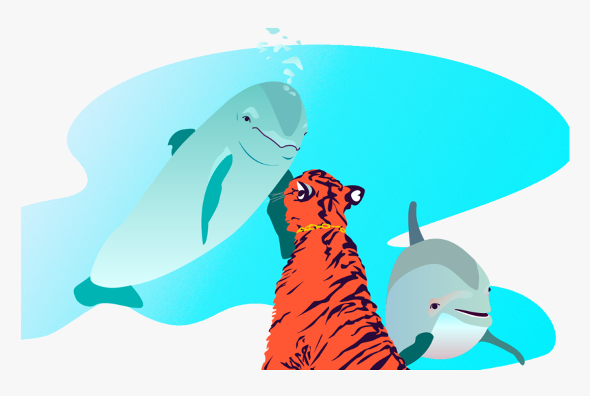 Tiger Art Dolphins Big Cat Tiger Gradient Design Vector, HD Png Download