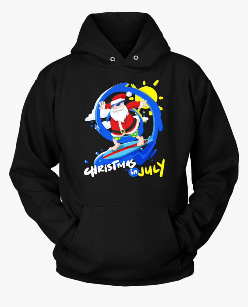 Christmas In July Funny Surfing Santa Hoodie - Wubba Lubba Dub Dub Hoodie, HD Png Download