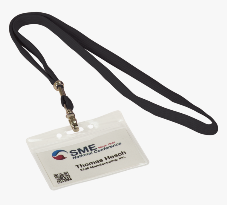 Clear Plastic Badge Holder With 36 Long Black Lanyard - Plastic Holder For Lanyard, HD Png Download