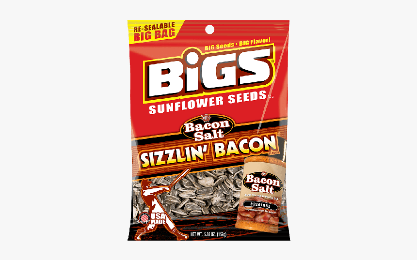 Bigs Bacon Salt Sizzlin Bacon Sunflower Seed, - Old Bay Sunflower Seeds, HD Png Download
