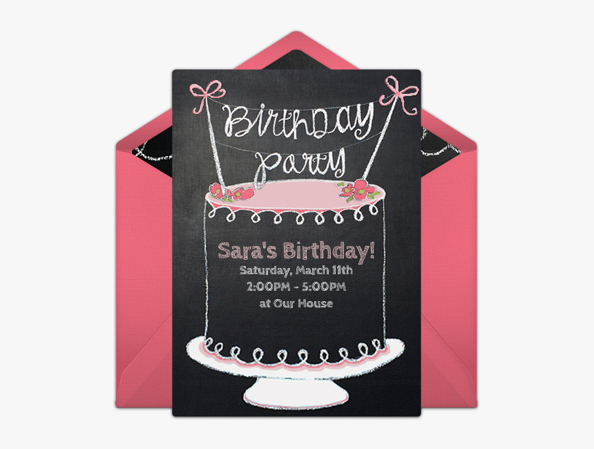 Cake Chalkboard Invitation, HD Png Download
