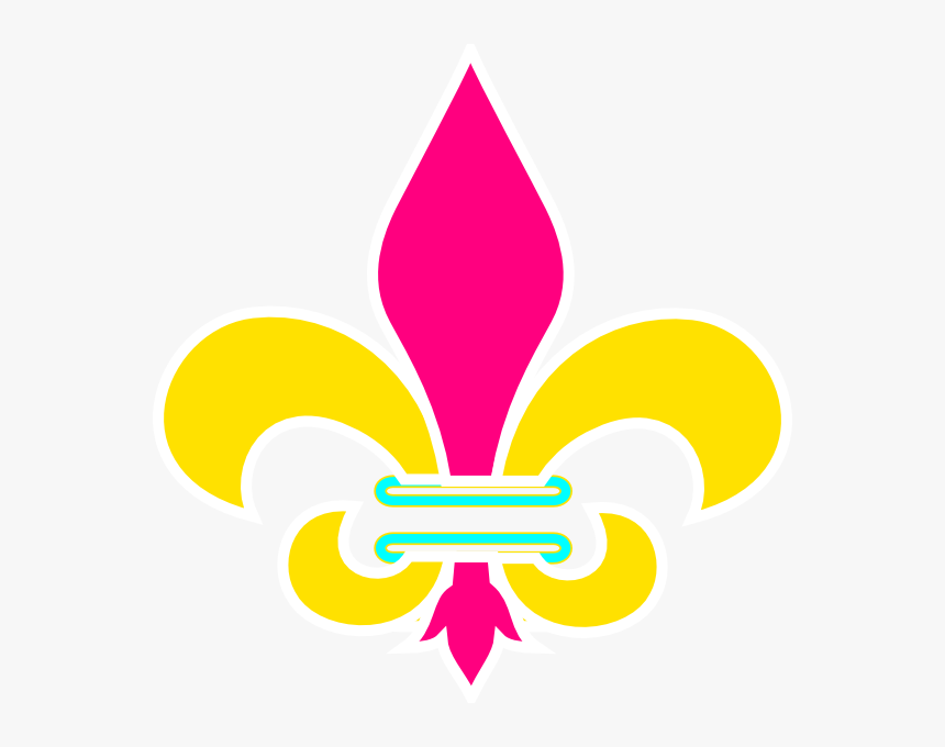 Fleur De Lis Gold Pink And Teal Clip Art - Flor De Lis Escoteiro, HD Png Download
