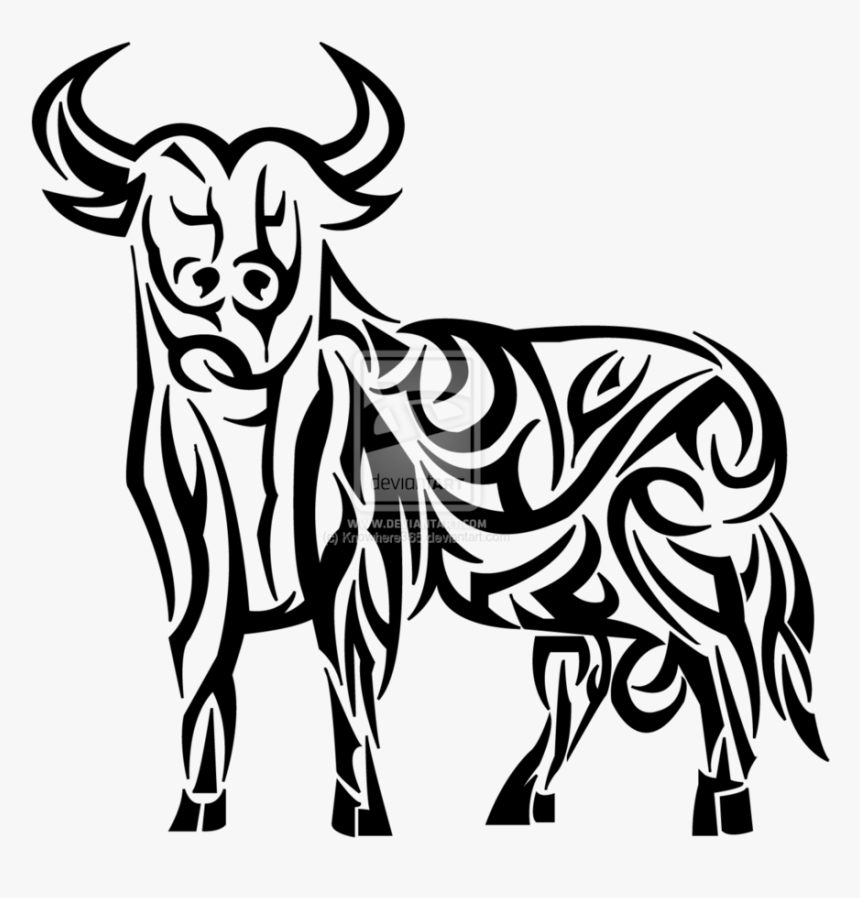 Big Tribal Bull Tattoo - Bull Tattoo Png, Transparent Png