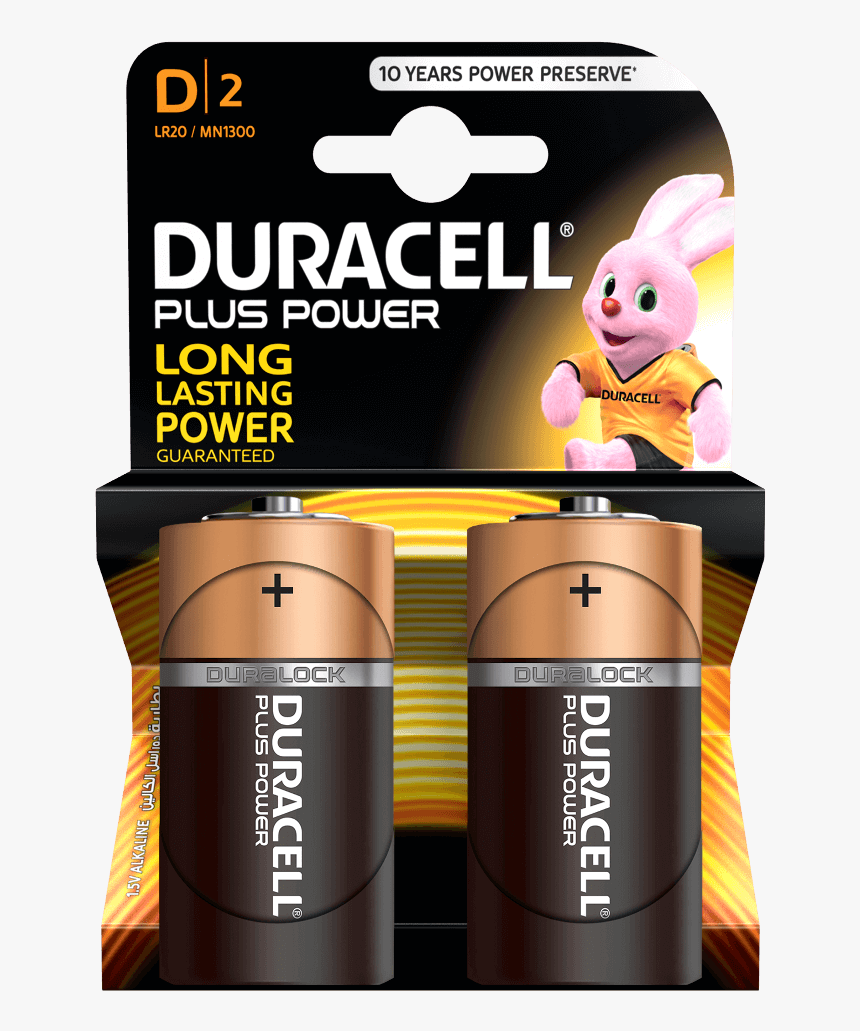 Plus Power D Batteries - Duracell Lr20 Batteries, HD Png Download