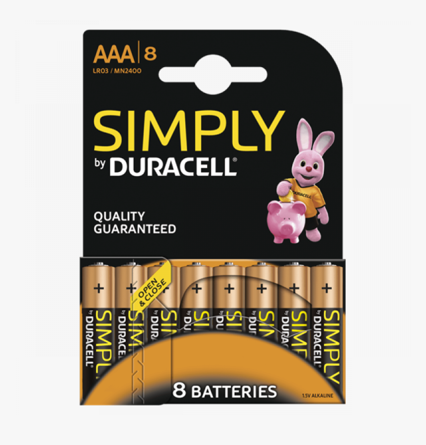 Duracell Simply Aaa Batteries {mn2400b8simply} Carded - Simply Duracell Aaa Batteries, HD Png Download