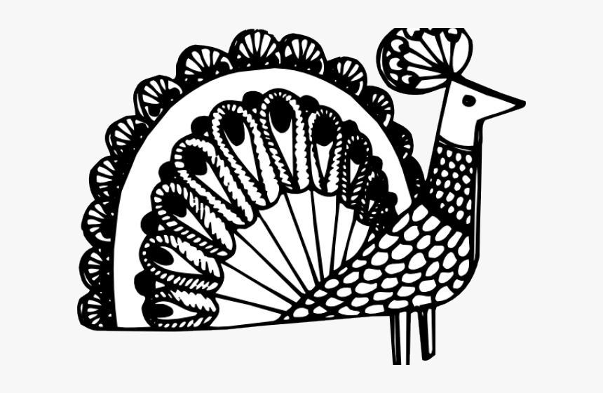 Clip Art Of Black And White Peacock - Peacock Clipart, HD Png Download