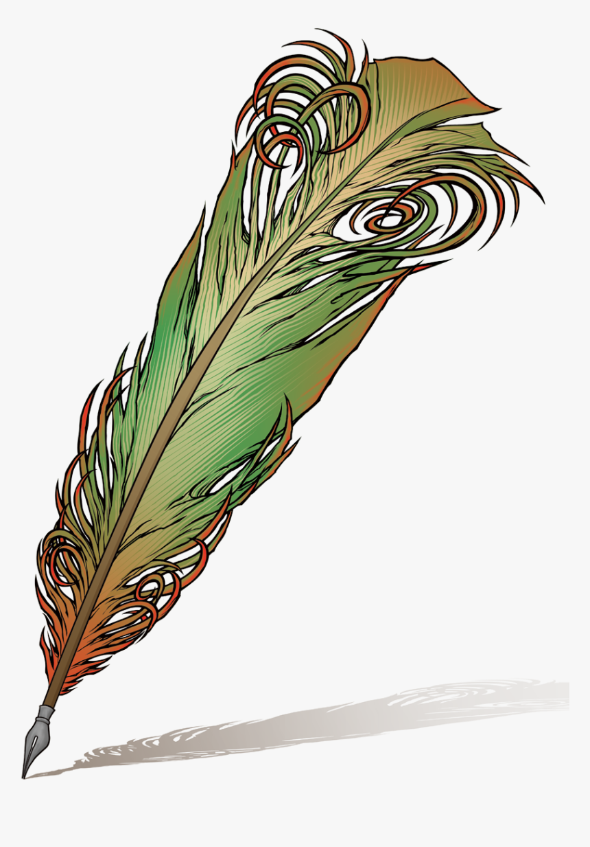Peacock Leaf Png - Feather Pen Quill Clipart, Transparent Png