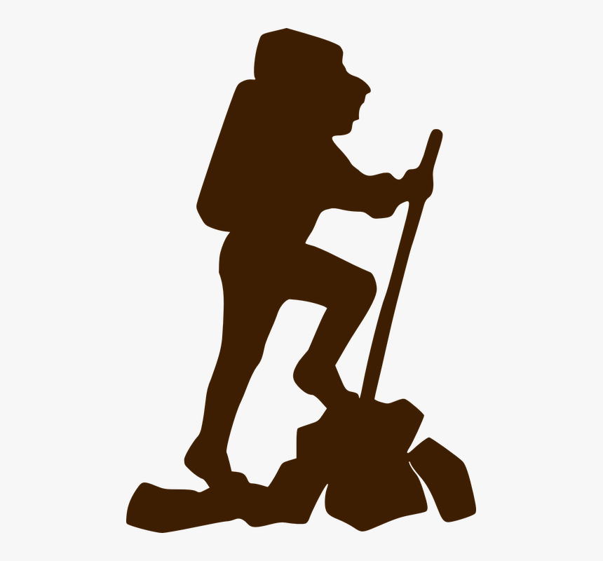 Climber, Hiker, Brown, Walking, Stick, Backpack - Hiker Clip Art, HD Png Download