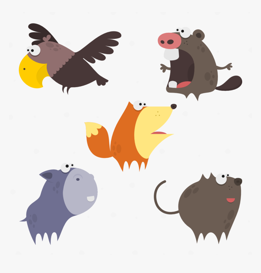 Cute Animals Vector Set 1 Photoshop Brush - Nature Animals Vector, HD Png Download