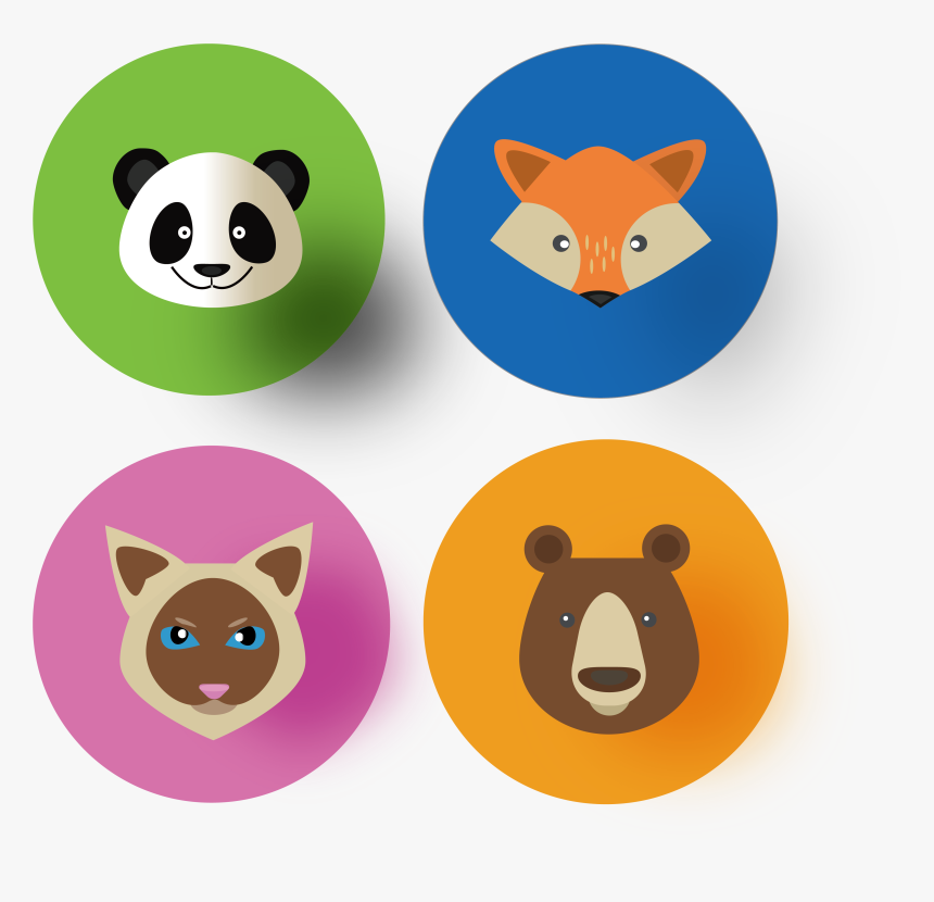 Round Color Animal Panda Fox Icon Vector Flat Icon - Icon, HD Png Download