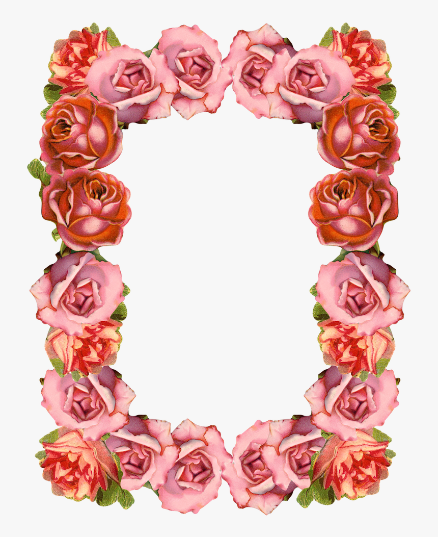 Free Digital Sugary Vintage Rose Frame And Border Png - Free Roses Border Transparent Background, Png Download