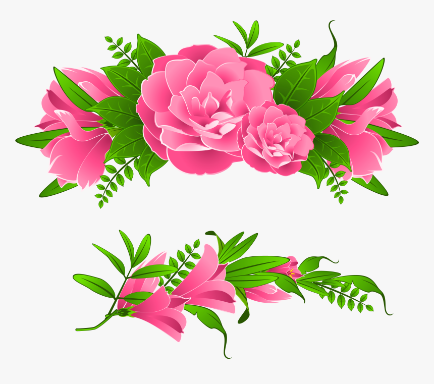 4 2 Flowers Borders Free Png Image - Pink Flowers Border Clip Art, Transparent Png