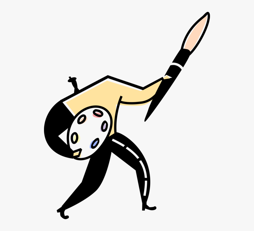 Vector Illustration Of Visual Arts Artist Paints With, HD Png Download