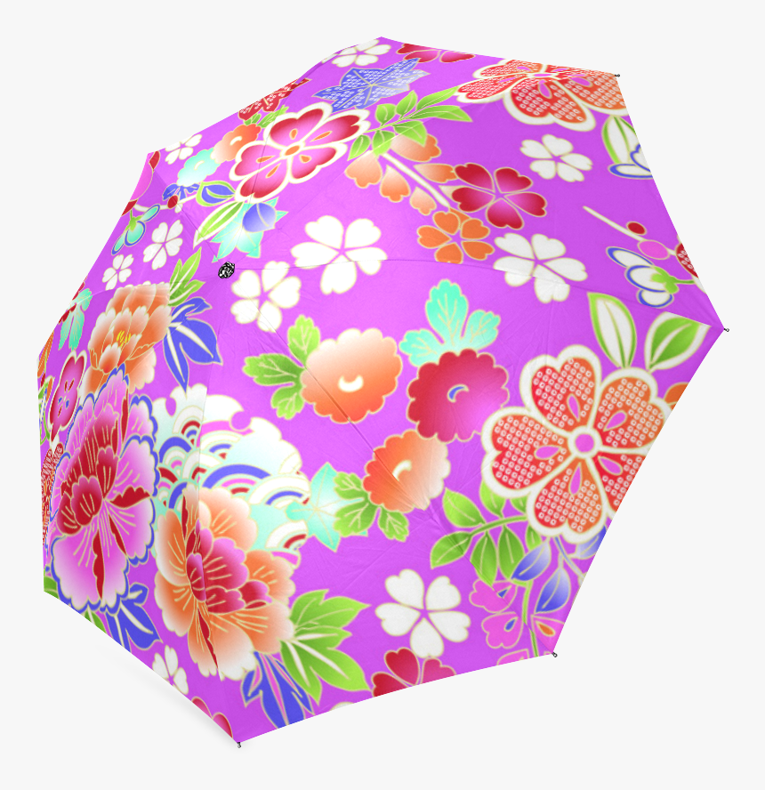 Japanese Umbrella Png -japanese Floral Kimono Pattern - Umbrella, Transparent Png