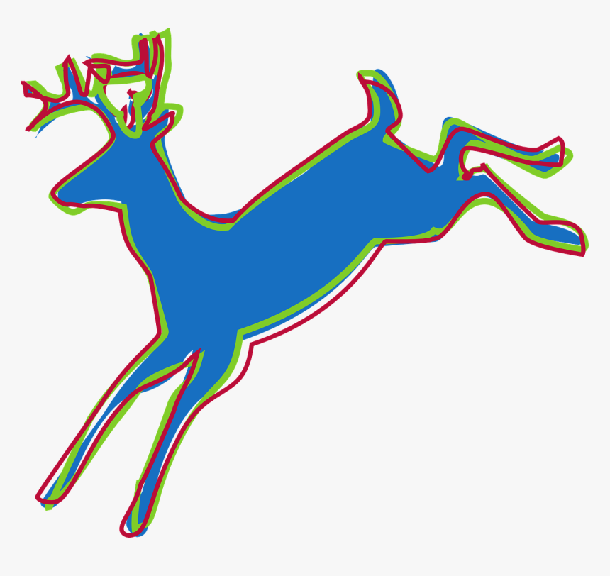 Stylized, Blue, Silhouette, Deer, Jumping, Leaping - Con Hươu Cách Điệu, HD Png Download