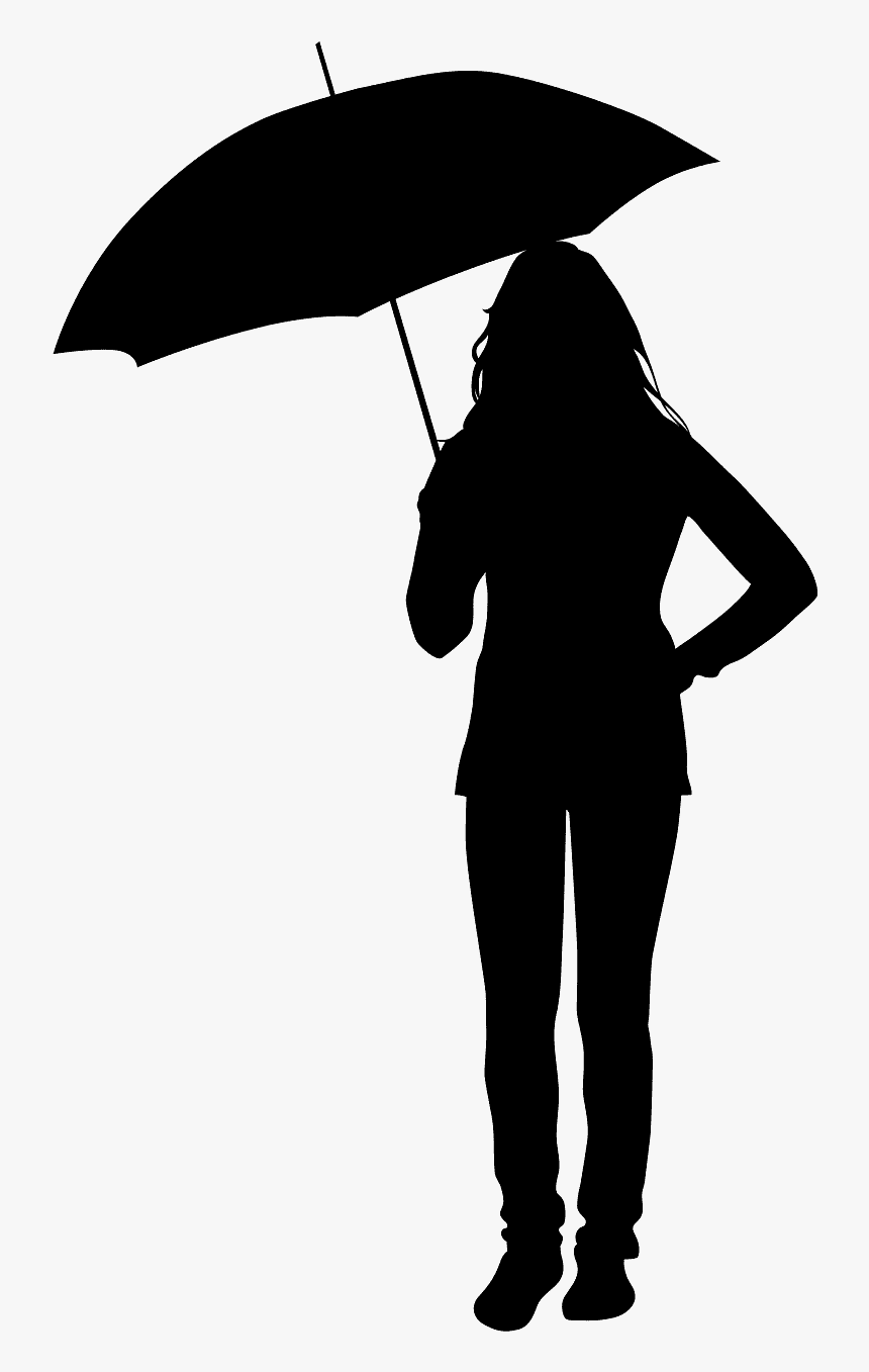 Silueta De Una Mujer Bajo La Lluvia, HD Png Download
