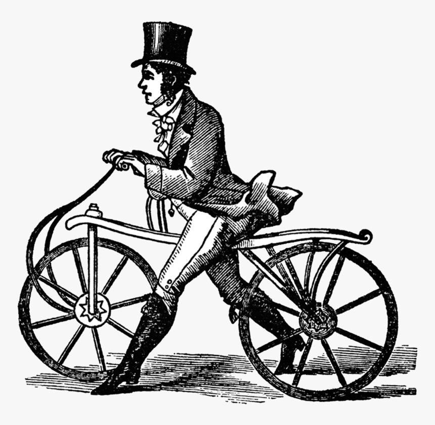 Vintage Bicycle Transparent Png Clipart Free Download - Draisienne Karl Von Drais, Png Download