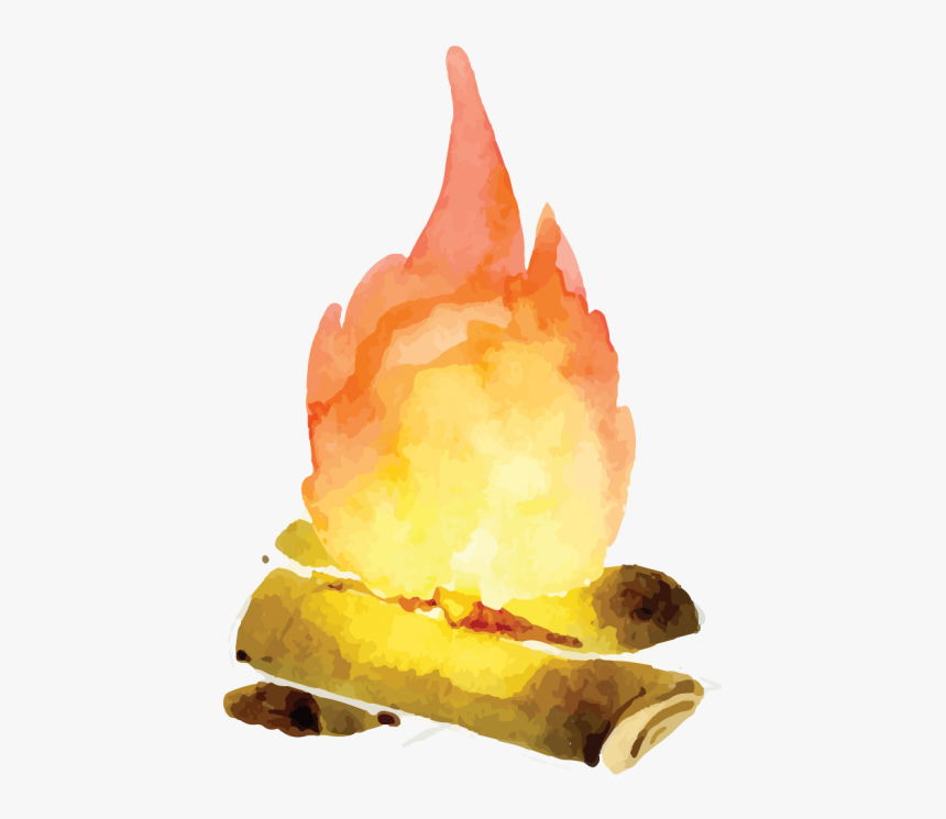 Camping Fire Watercolor, HD Png Download