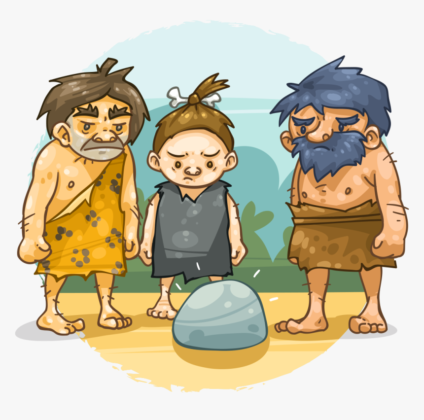 Caveman Looking At Rocks, HD Png Download