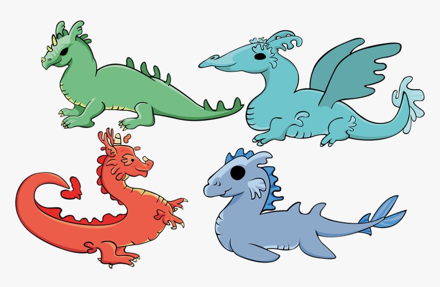 Dragons, Elements, Magic, Fantastic Beings - Vector Graphics, HD Png Download