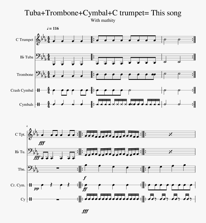 Tuba Trombone Cymbal C Trumpet This Song Sheet Music - Music, HD Png Download