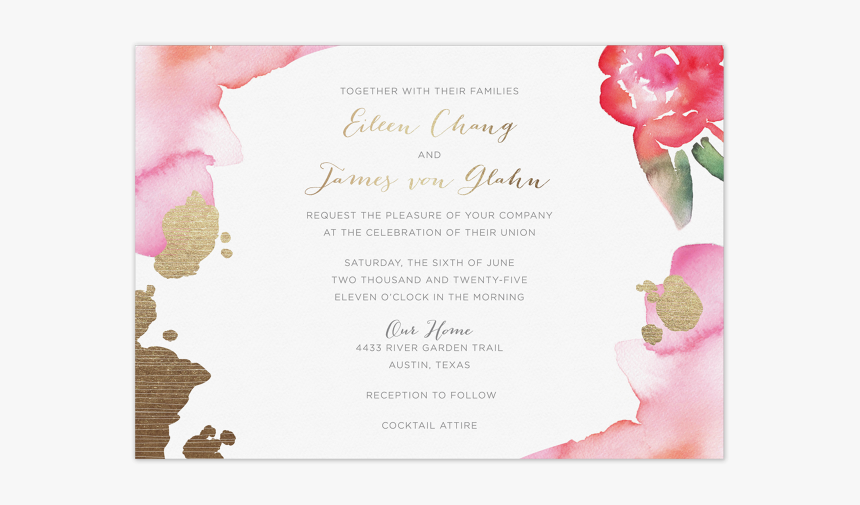 Watercolor Invitation Chloe - Wedding Invitation, HD Png Download