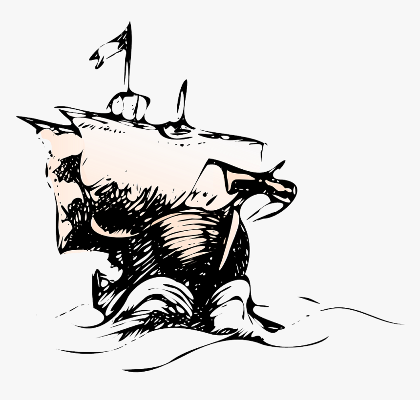 Old Cartoon Ship In A Storm, HD Png Download