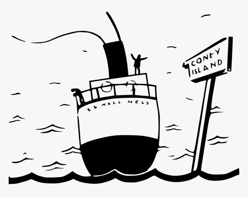Thumb Image - Black And White Cartoon Of A Ship, HD Png Download