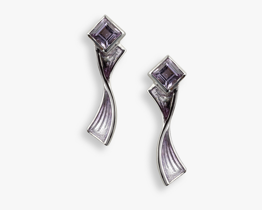 Nicole Barr Designs Sterling Silver Bow Earrings-purple, - Crystal, HD Png Download