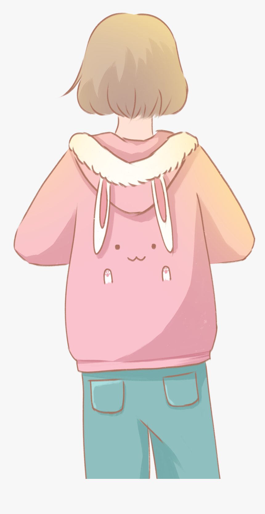 Japanese Cartoon Fresh Girl Png And Psd - Dessin Personnage De Dos, Transparent Png