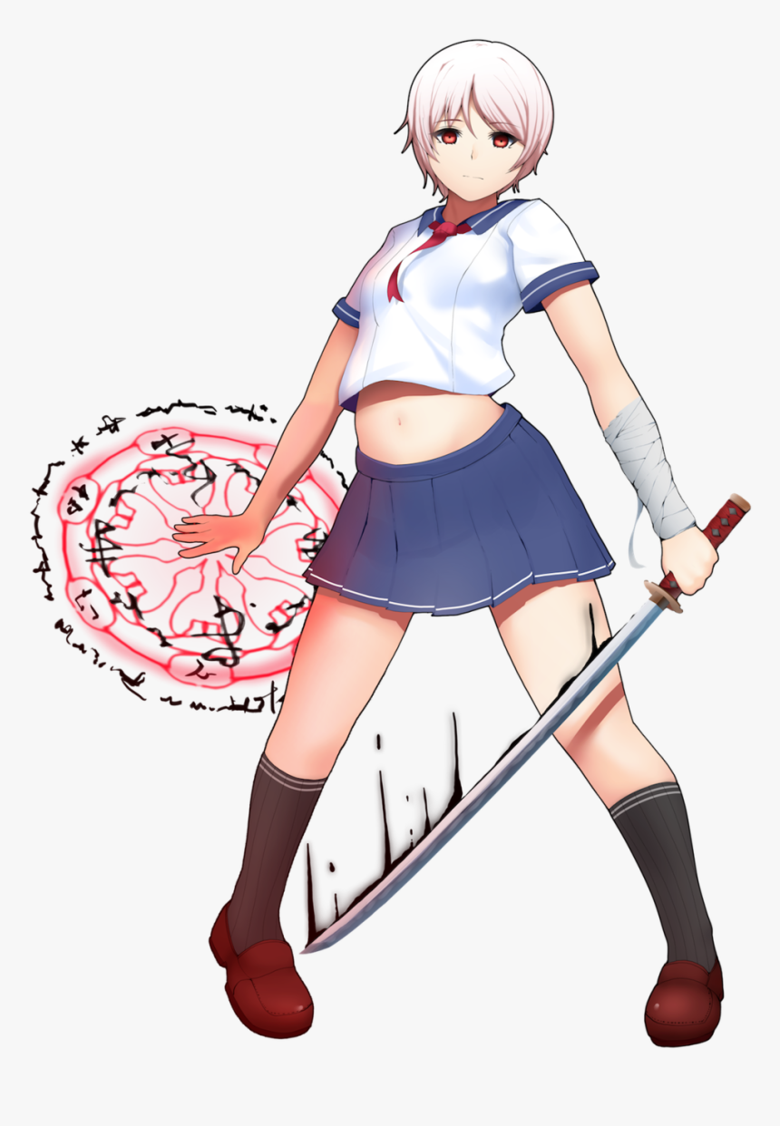 Japanese School Girl With Sword - Moe, HD Png Download
