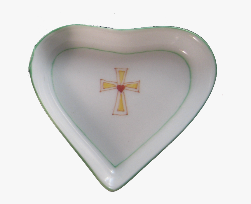 Hand Painted Porcelain Holiday Heart - Cross, HD Png Download