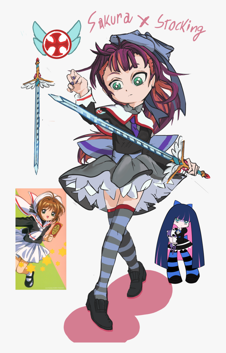 Sakura And Stocking Fusion - Cartoon, HD Png Download