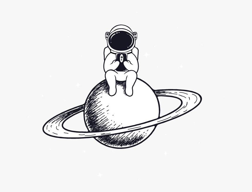 Transparent Ringed Planet Png - Astronaut Sitting Illustration Png, Png Download