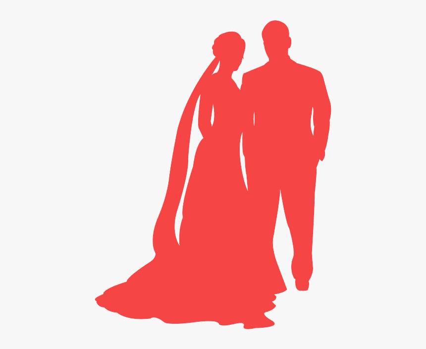 Silhouette Wedding Couple Red, HD Png Download