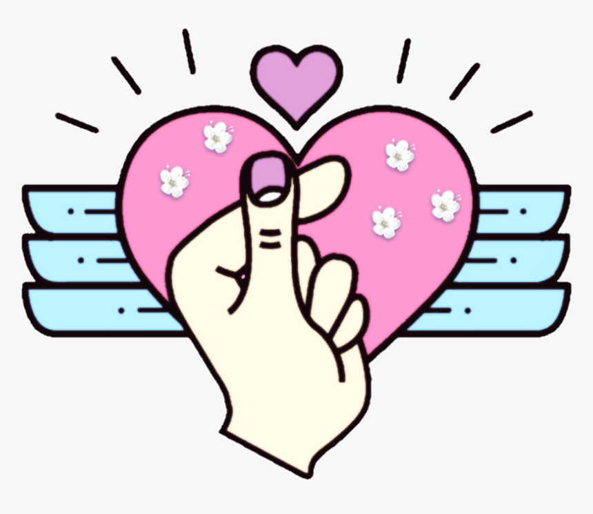 Heart Finger Kpop Background Decorate - Cartoon Crab Black And White, HD Png Download