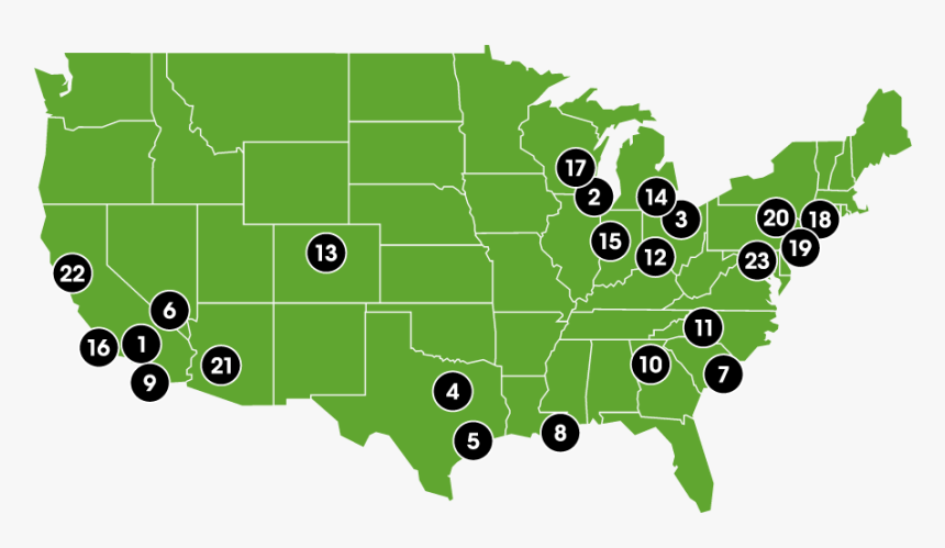 Map Of Skip The Line Venues In The United States - Modern Map Of Usa, HD Png Download