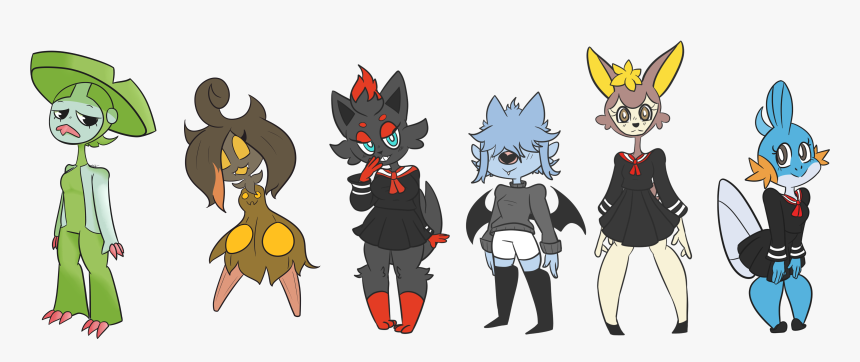 Some Pokegirls - Cartoon, HD Png Download