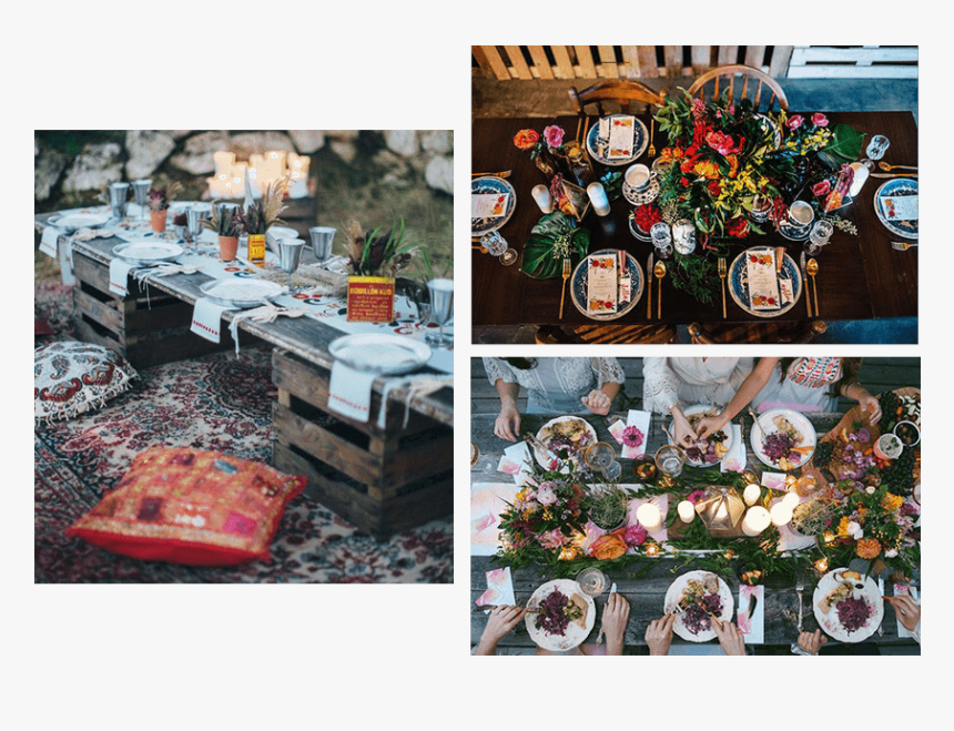 Boho Friendmas Christmas Styling Table Settings - Collage, HD Png Download