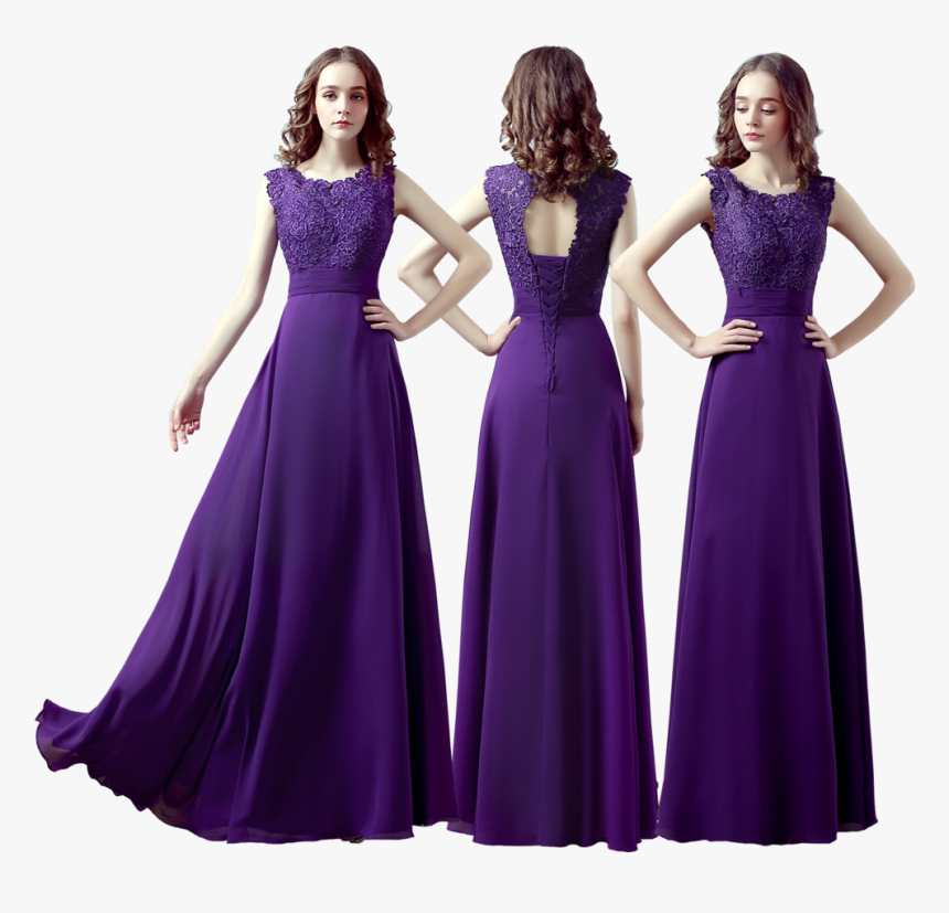 Cadbury Purple Lace Chiffon Long Maxi Evening Wedding - Robe De Soirée Longue Violet, HD Png Download