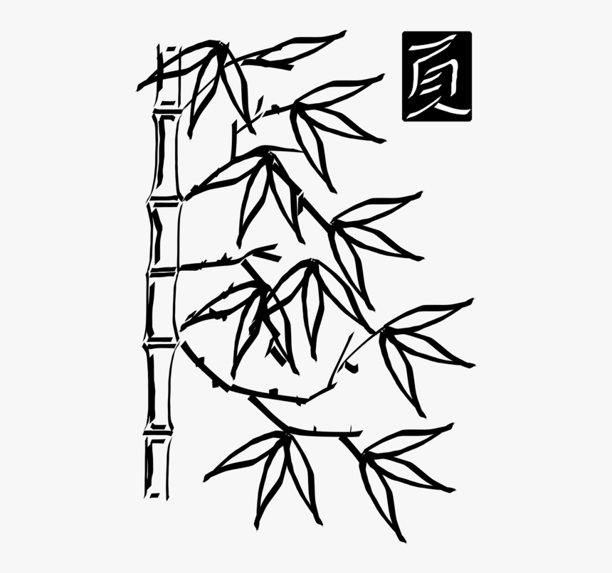 Line Art,plant,flora - Bamboo Clip Art Black And White, HD Png Download