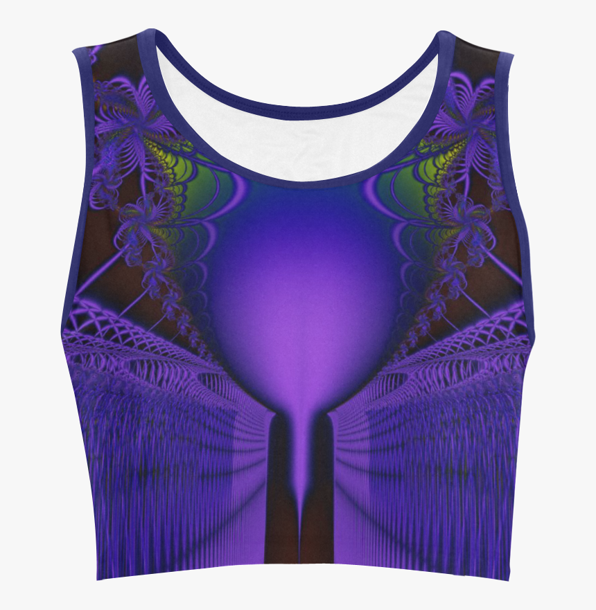 Blue And Purple Fractal Lace And Shield Women S Crop - Black And Purple Crop Top, HD Png Download