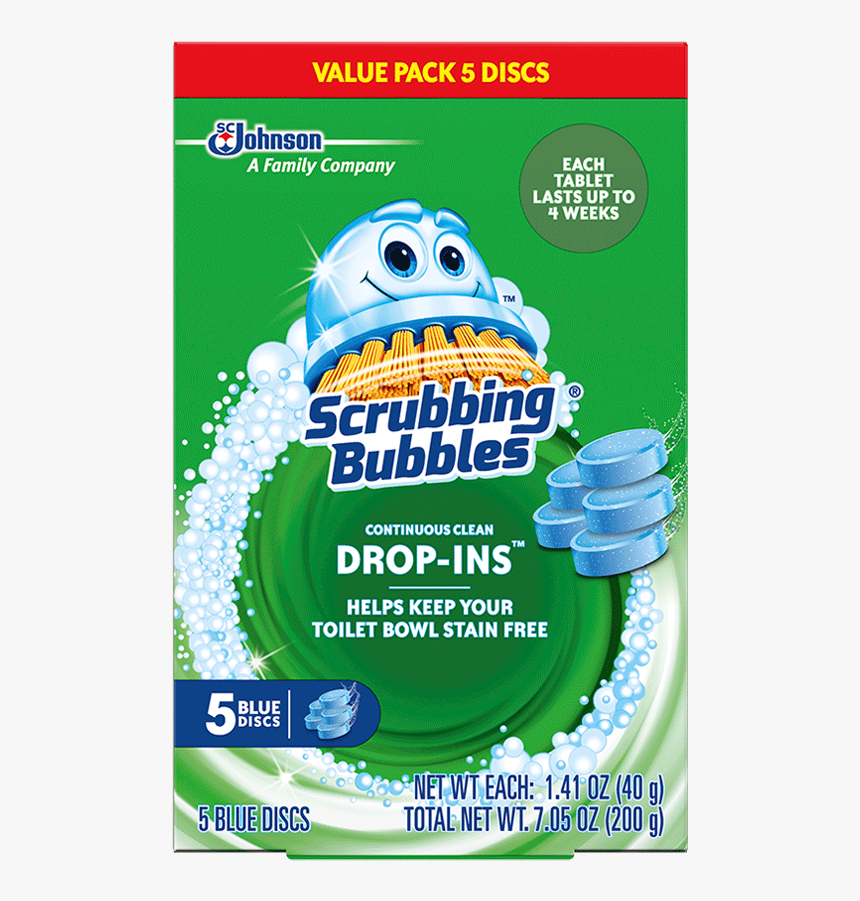 Scrubbing Bubbles Drop Ins 5 Pack - Scrubbing Bubbles Toilet Cleaning Gel Refill Rain Shower, HD Png Download