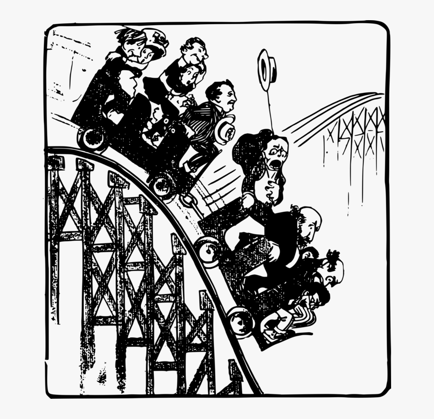 Human Behavior,recreation,art - Clip Art People On A Roller Coaster, HD Png Download